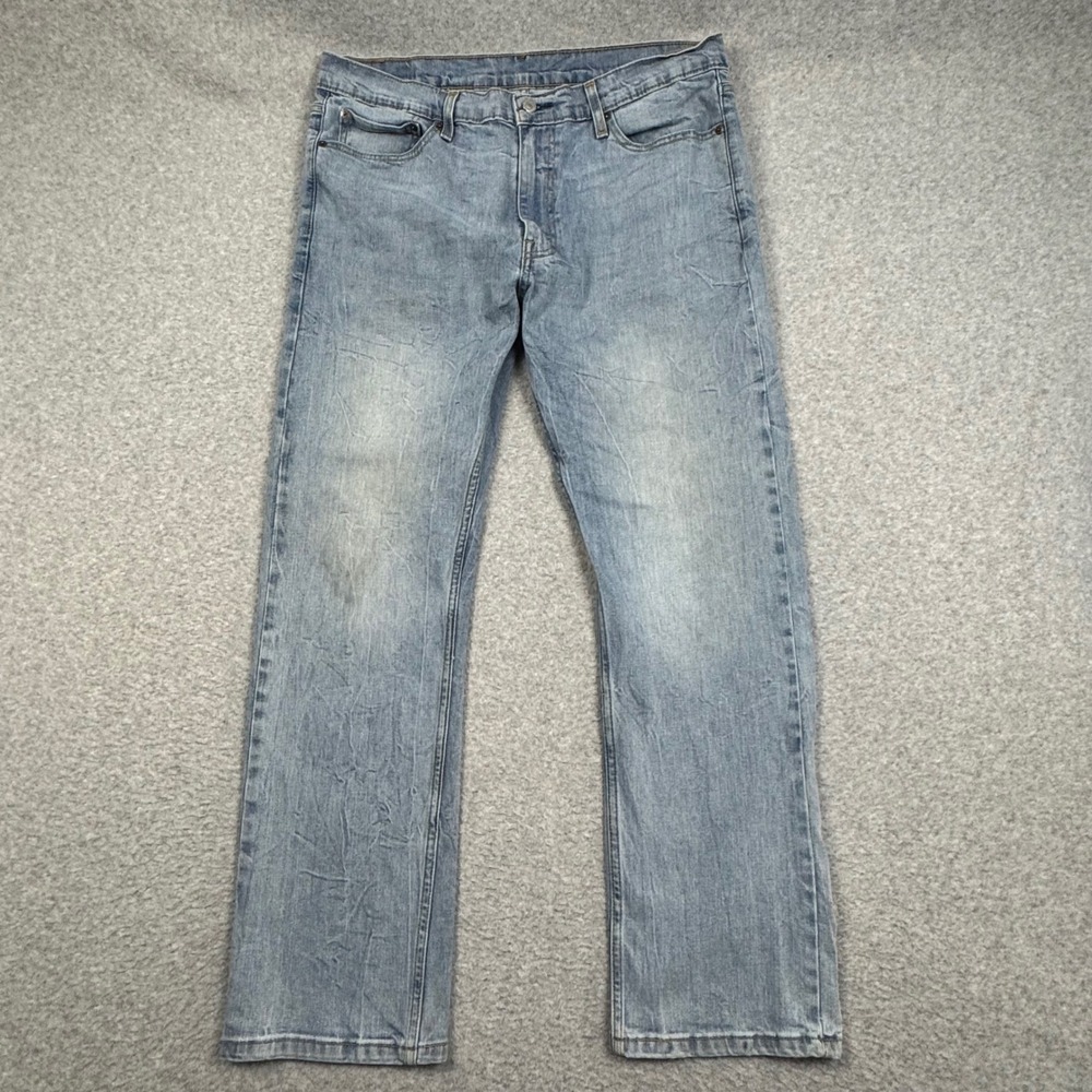Levis 513 Slim Straight Jeans Mens 36x30 Light Wash Blue Denim 08513-0373